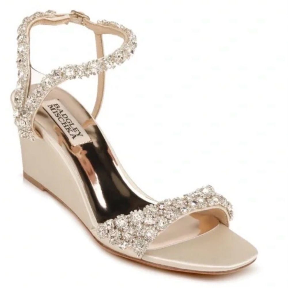 Badgley Mischka Women's Blakely Embellished Wedge Sandals‎ Size 9